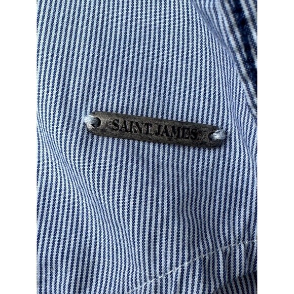 Saint James Button Down Shirt Womens Small Blue White Stripe Long Sleeve Coastal - Picture 6 of 13